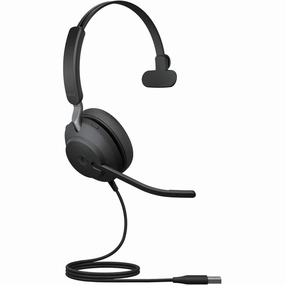 Jabra Evolve2 40 PC Headset  Noise Cancelling Microsoft Teams Certified Mono Headphones With 3-Microphone Call Technology  USB-A Cable  Black bluetooth headphones, cheap wireless headphones, headphones with mic