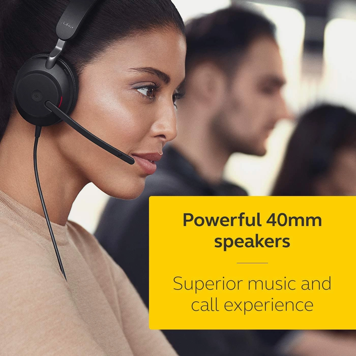 Jabra Evolve2 40 PC Headset  Noise Cancelling Microsoft Teams Certified Mono Headphones With 3-Microphone Call Technology  USB-A Cable  Black