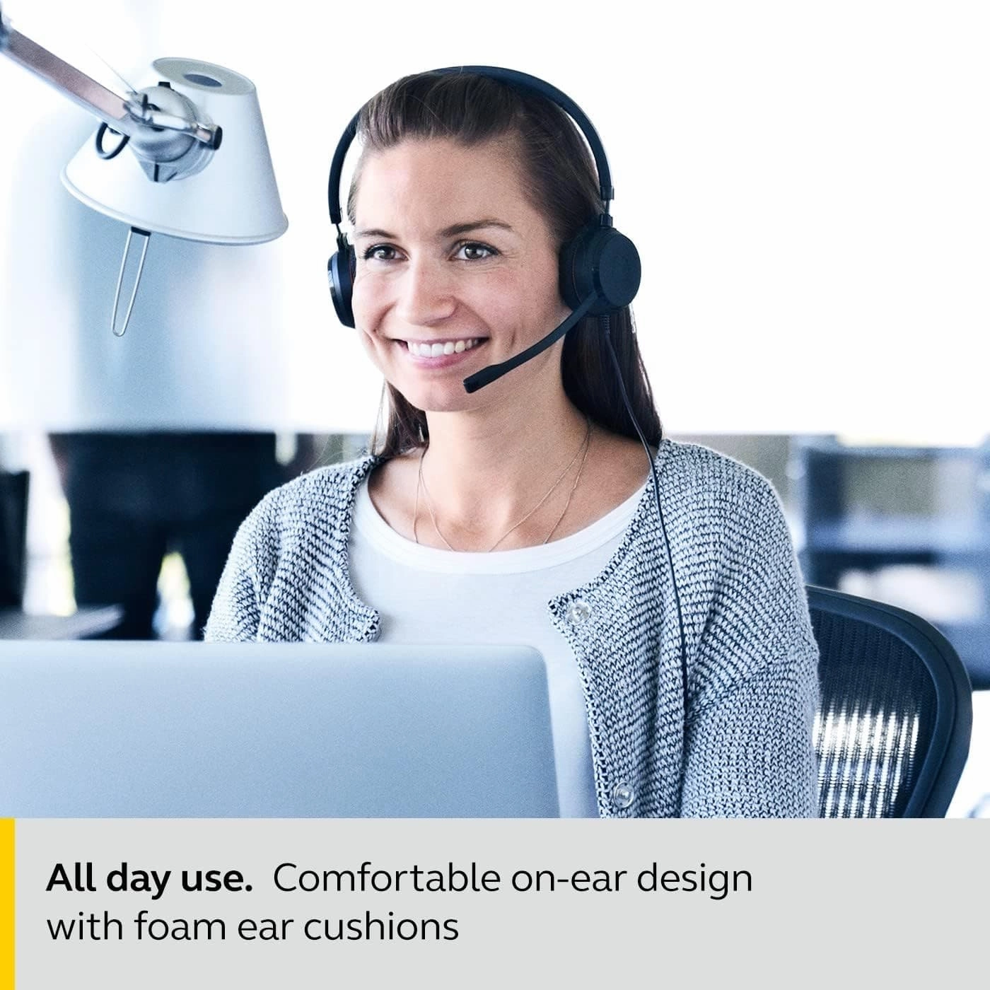 Jabra Evolve 20 Stereo Headset  Microsoft Certified Headphones for VoIP Softphone with Passive Noise Cancellation  USB-Cable with Controller  Black