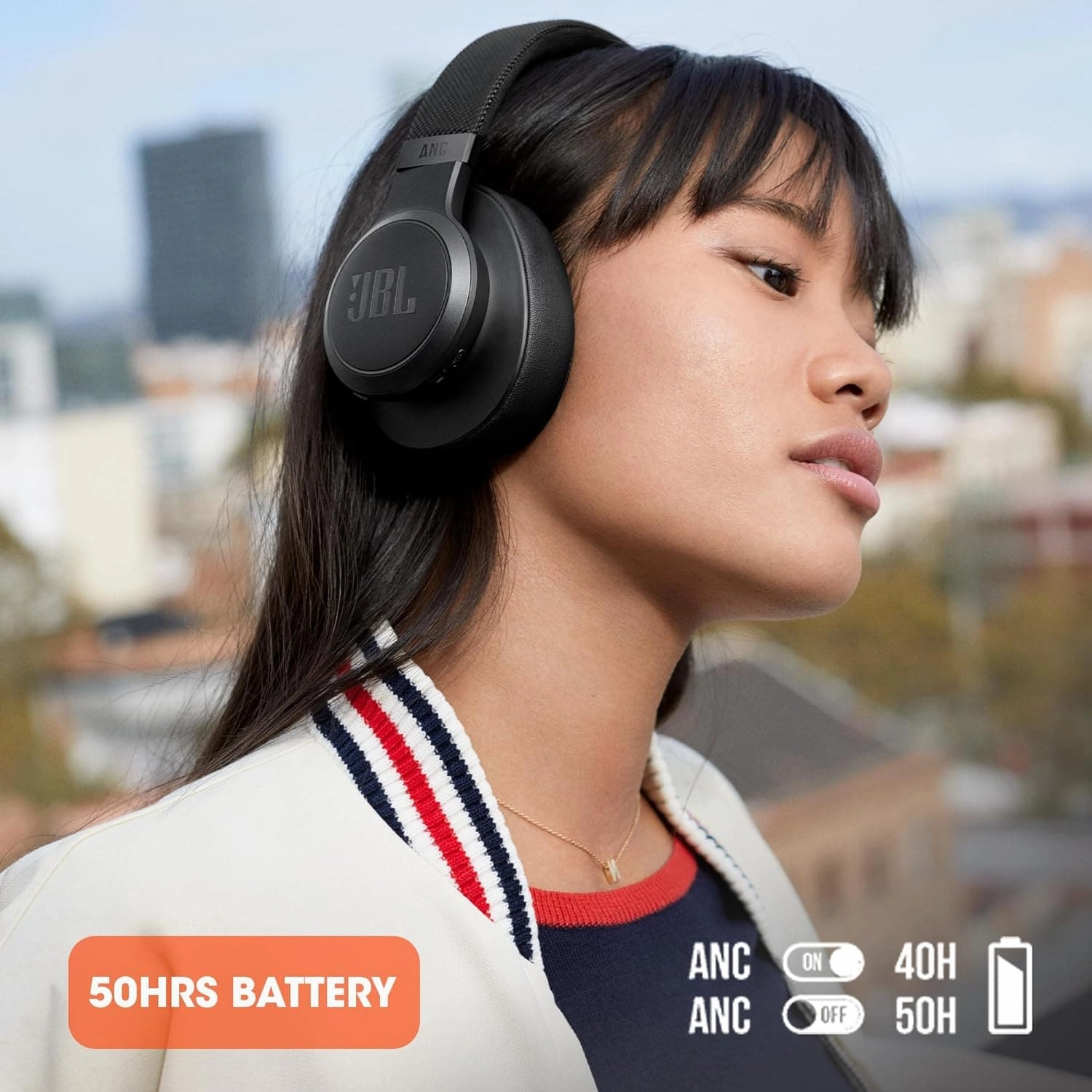 JBL Live 660NC Wireless On-Ear Headphones  Black