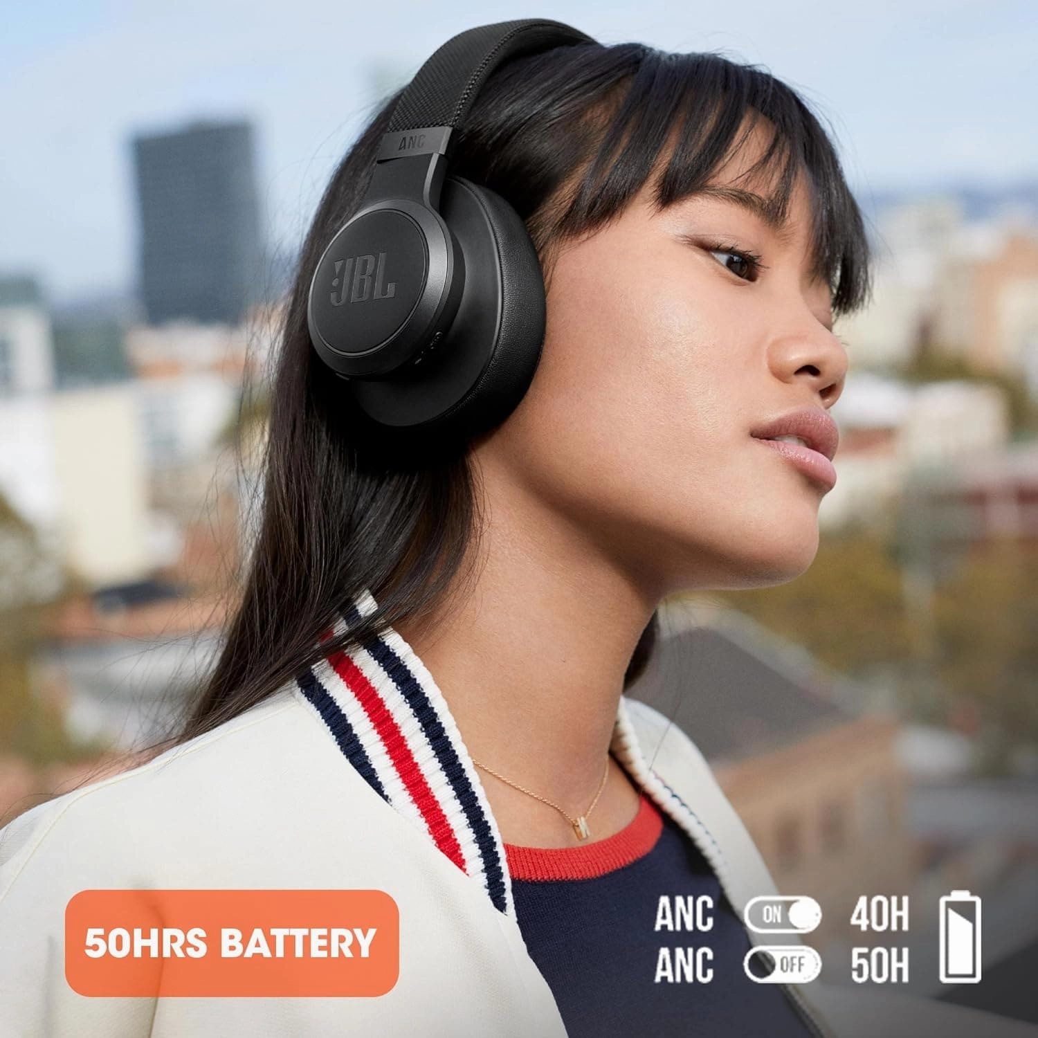 JBL Live 660NC Wireless On-Ear Headphones  Black