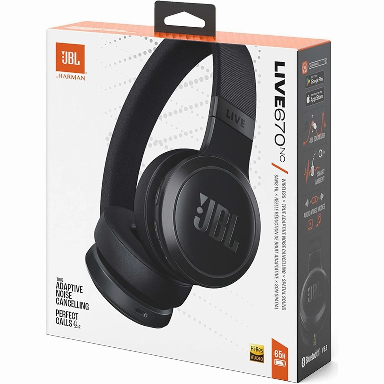 JBL Live 670NC Wireless Bluetooth Noise-Cancelling Headphones - Black