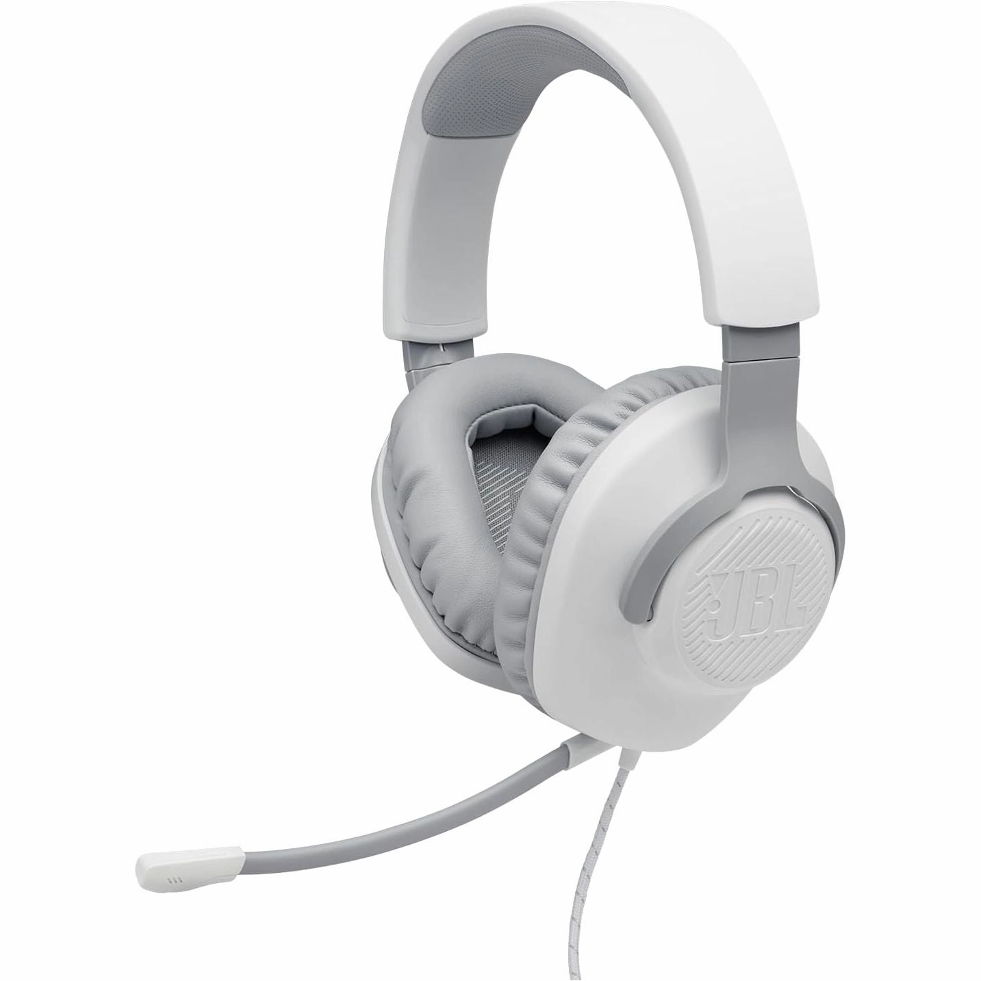 JBL Quantum 100 Wired Gaming Headset, Boom Mic, Multi-Platform Compatible - White earbuds and headphones, true wireless earbuds, noise cancelling earbuds