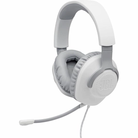 JBL Quantum 100 Wired Gaming Headset, Boom Mic, Multi-Platform Compatible - White earbuds and headphones, true wireless earbuds, noise cancelling earbuds