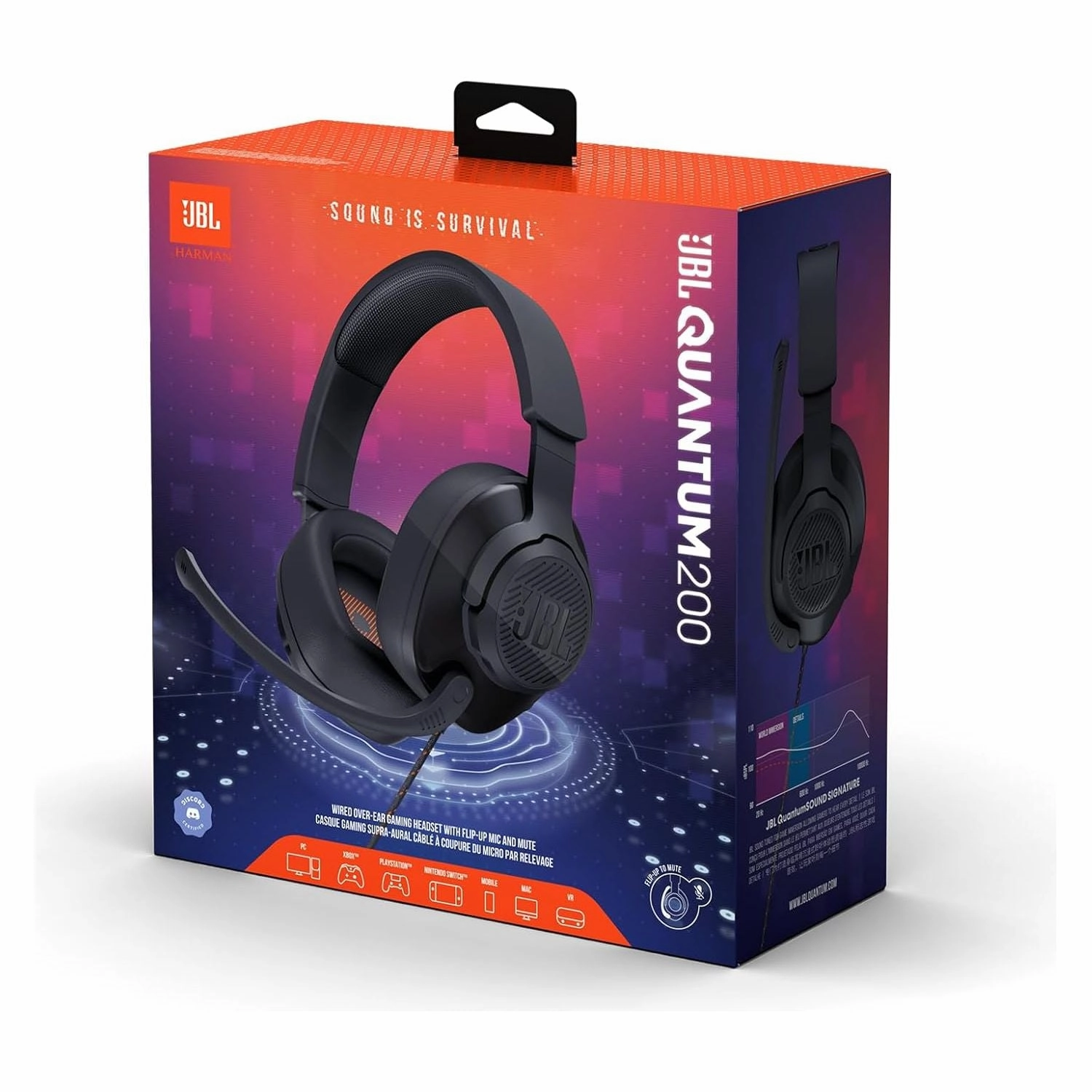 JBL Quantum 200 Wired Over-Ear Gaming Headset with Microphone, Multi-Platform, in Black