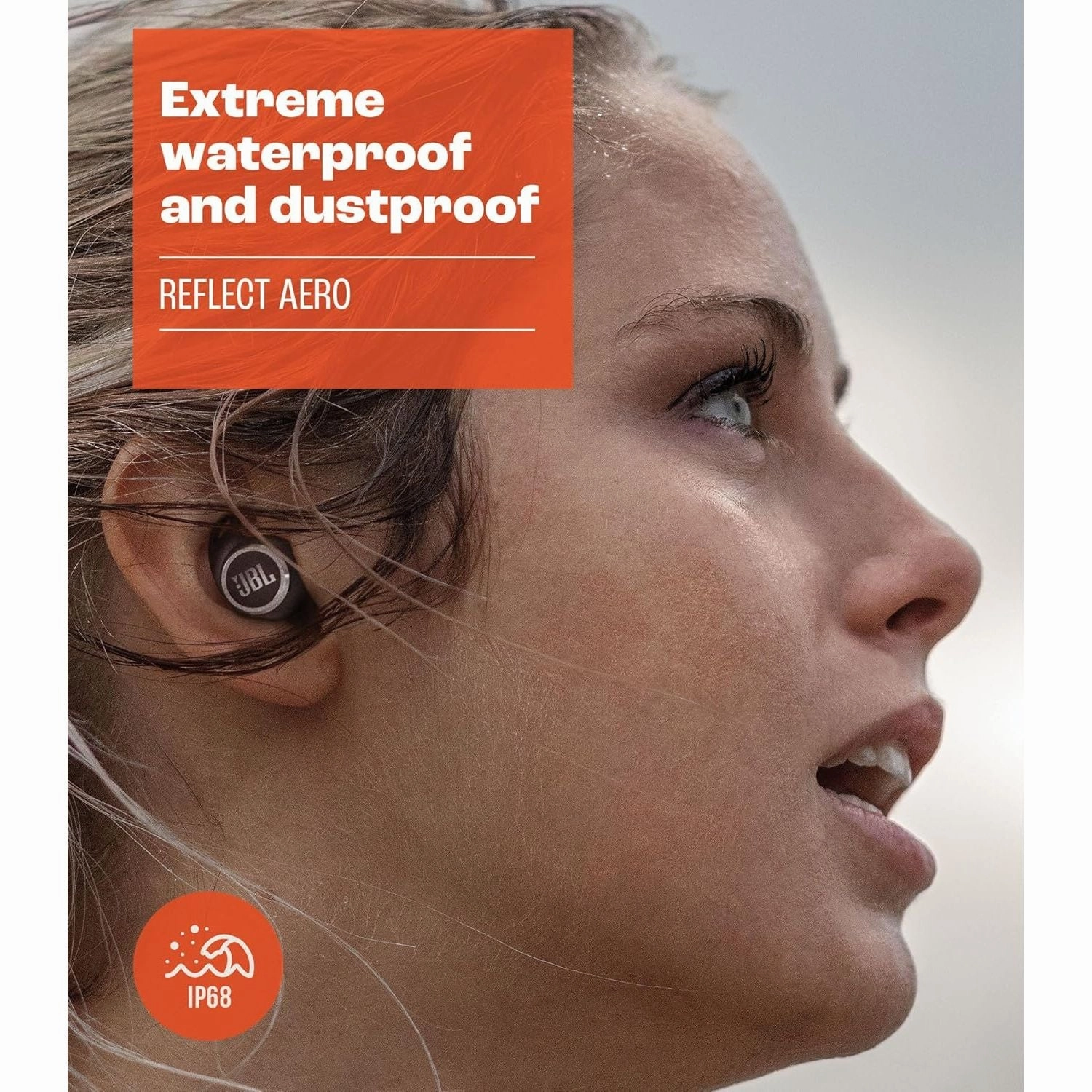 JBL Reflect Aero Waterproof In-Ear Earphones with Adaptive Noise Cancelling & 8-Hour Battery Life - Black