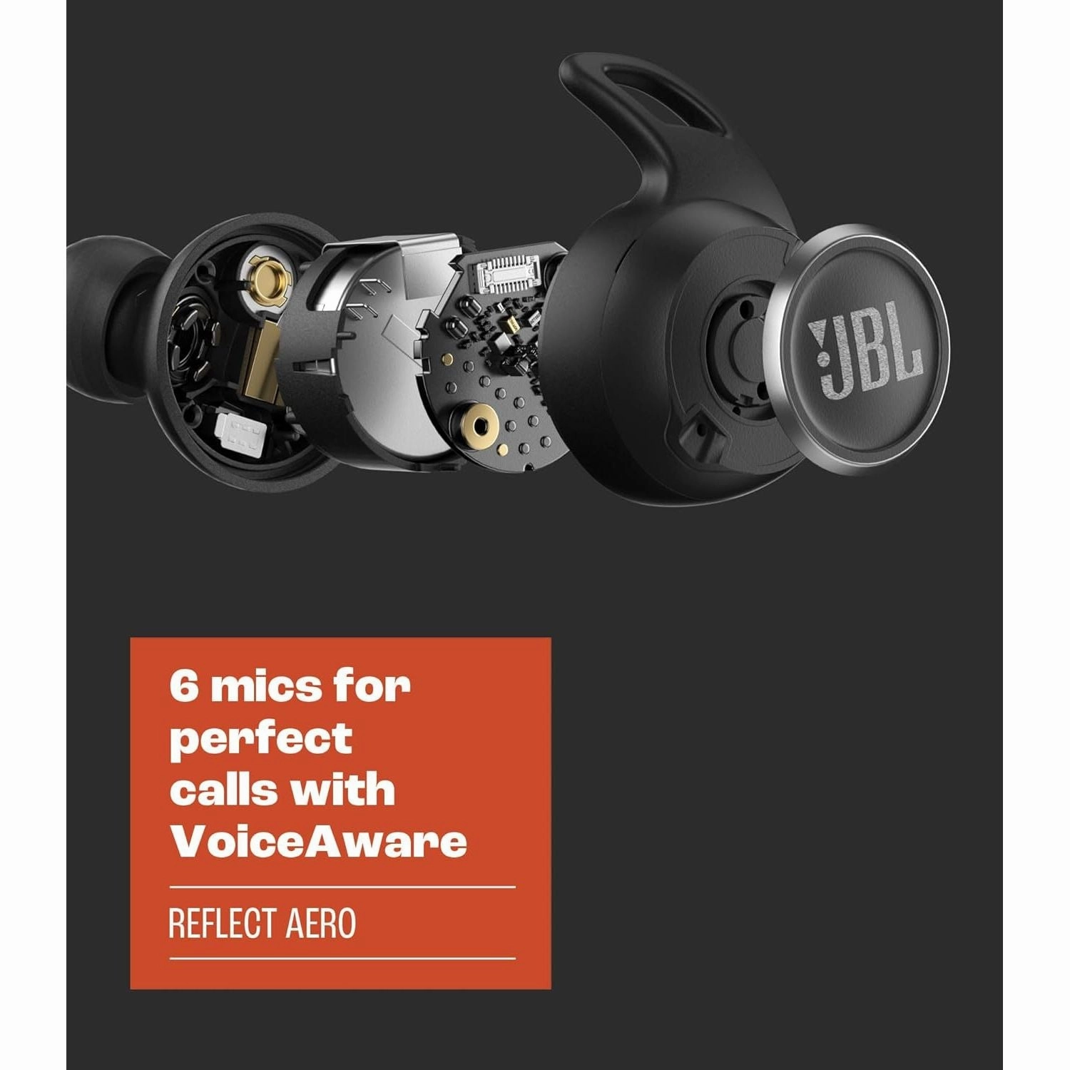 JBL Reflect Aero Waterproof In-Ear Earphones with Adaptive Noise Cancelling & 8-Hour Battery Life - Black