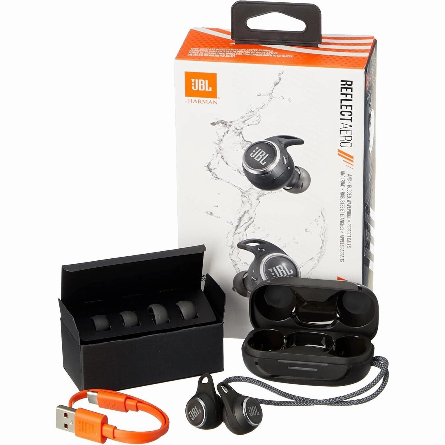 JBL Reflect Aero Wireless Bluetooth Noise-Cancelling Sports Earbuds [Black]