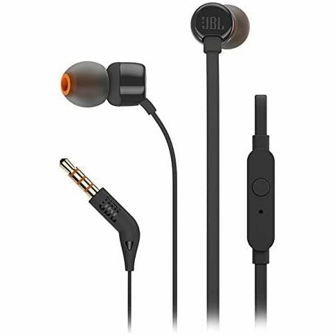 JBL T110 Universal In-Ear Headphones with Remote Control and Microphone, Black