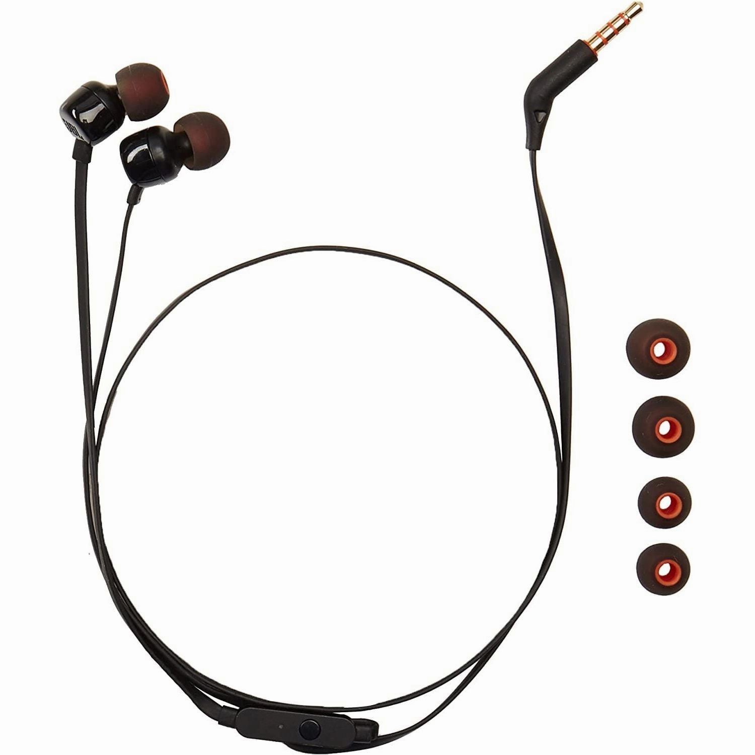 JBL T110 Universal In-Ear Headphones with Remote Control and Microphone, Black