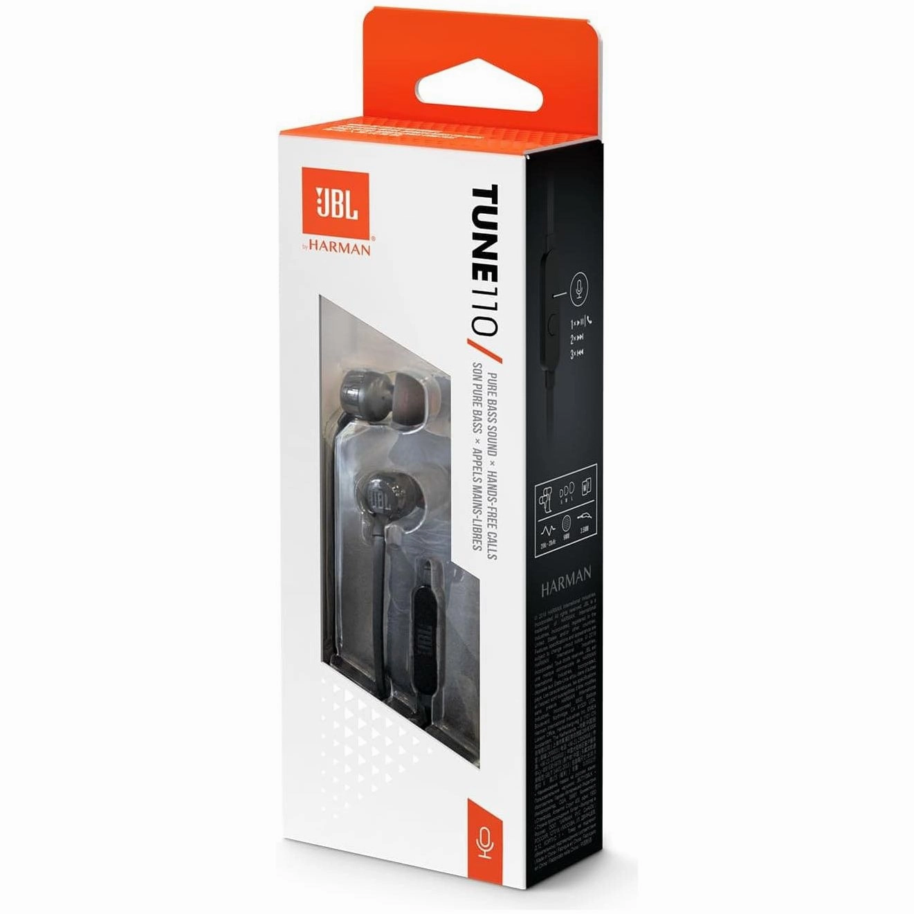 JBL T110 Wired In-Ear Headphones, Pure Bass Sound, Black