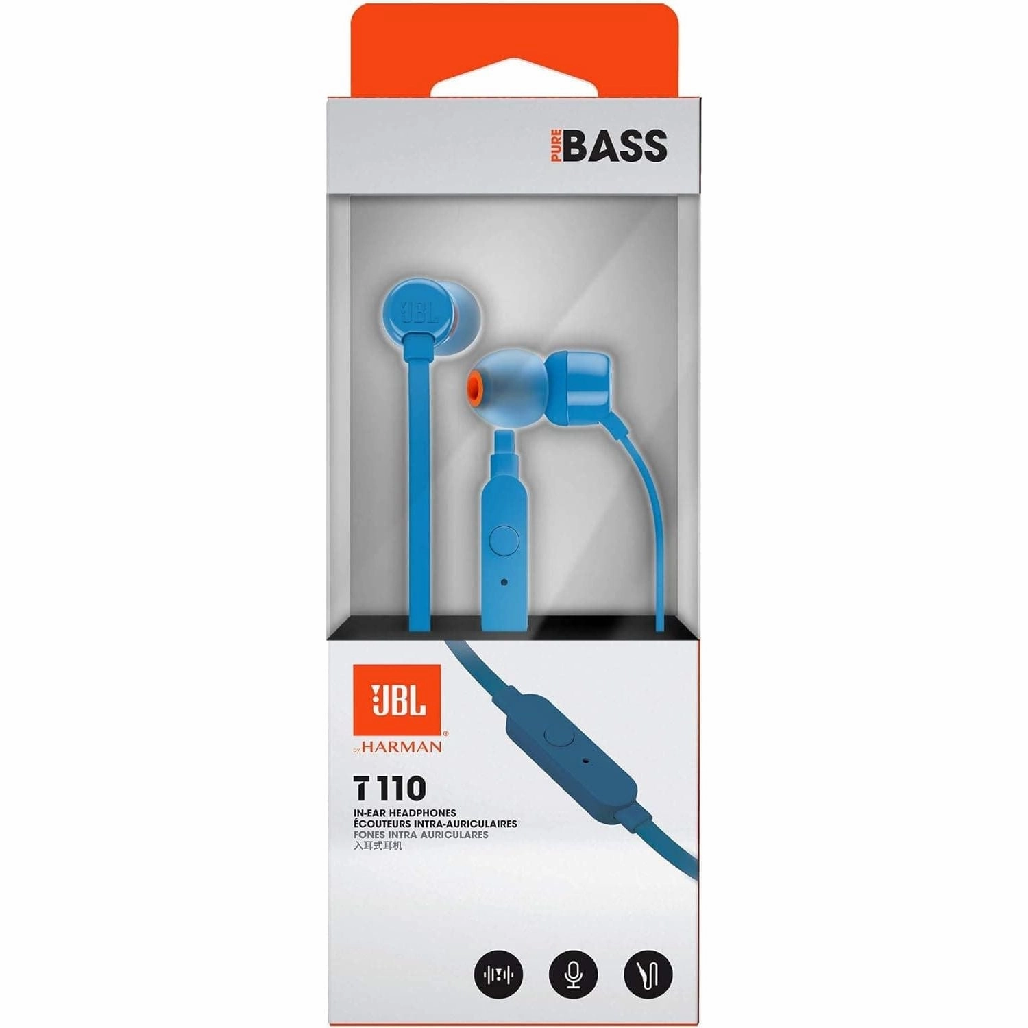 JBL T110 Wired In-Ear Headphones with JBL Pure Bass Sound - Blue