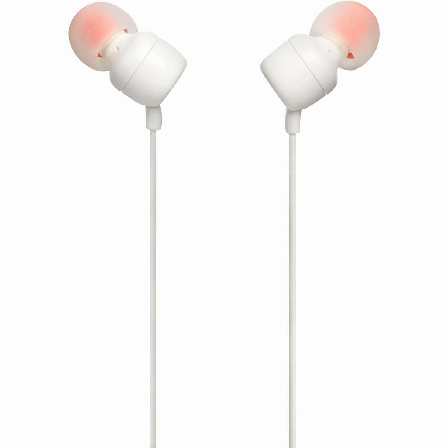 JBL T110 Wired In-Ear Headphones with JBL Pure Bass Sound and Microphone - White bluetooth headphones, cheap wireless headphones, headphones with mic