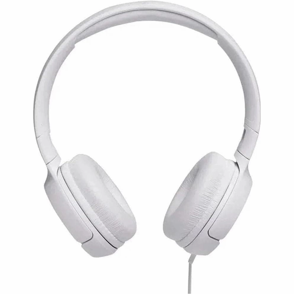 JBL T500 Over-Ear Foldable Headphones - Pure Bass, Lightweight, Built-In Mic, White
