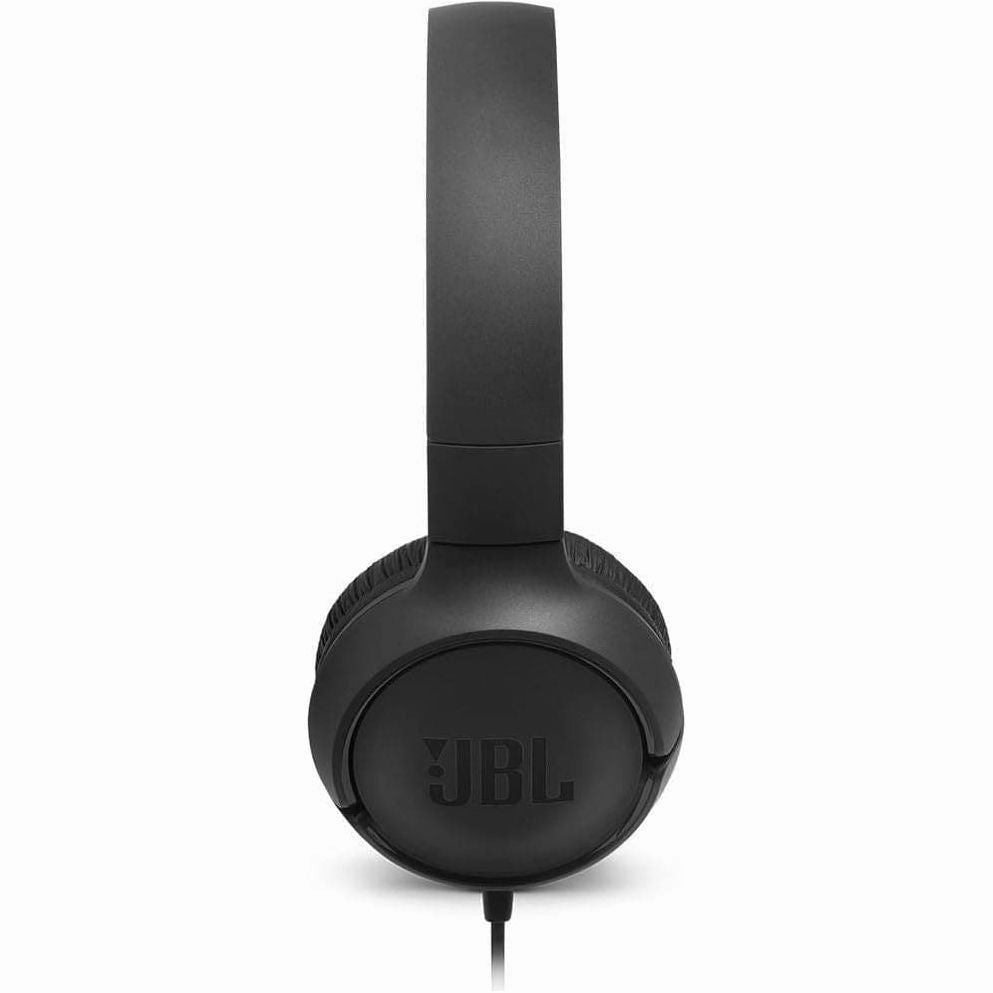 JBL T500 Over-Ear Headphones - Lightweight, Foldable, Pure Bass Sound, 1-Button Remote, Built-In Microphone, Black