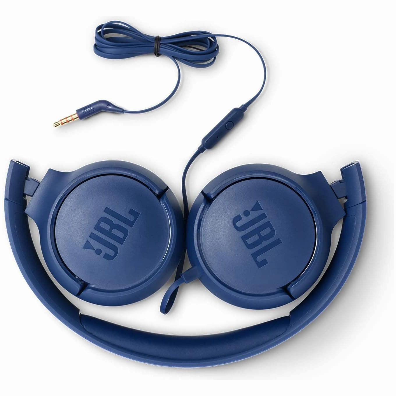 JBL T500 Over-Ear Headphones, Lightweight & Foldable, Pure Bass Sound, 1-Button Remote & Microphone - Blue