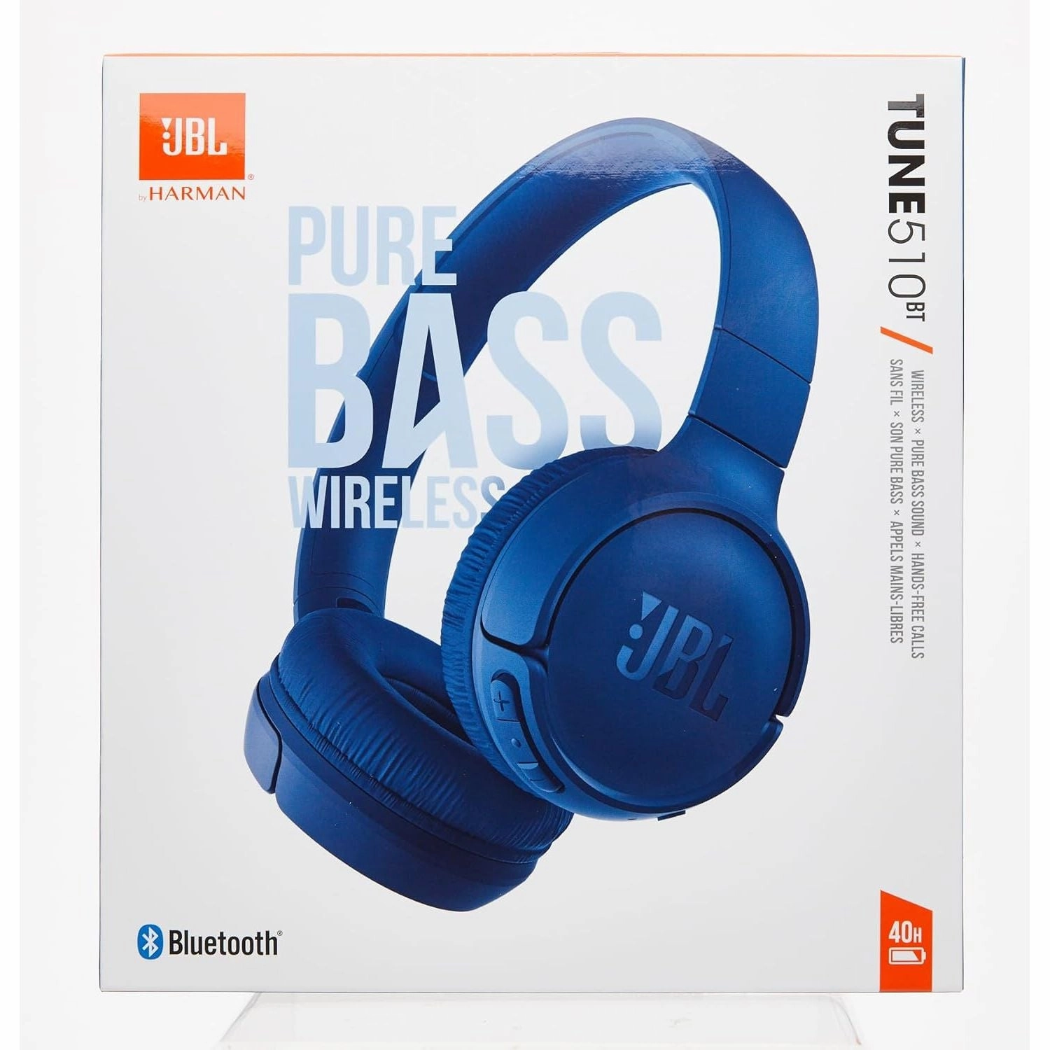 JBL Tune510BT Wireless On-Ear Headphones with Bluetooth 5.0 and Speed Charge, Up to 40 Hours Battery Life, Blue