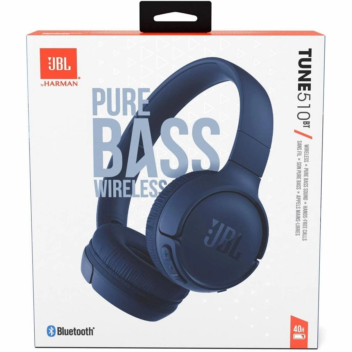 JBL Tune510BT Wireless On-Ear Headphones with Bluetooth 5.0 and Speed Charge, Up to 40 Hours Battery Life, Blue