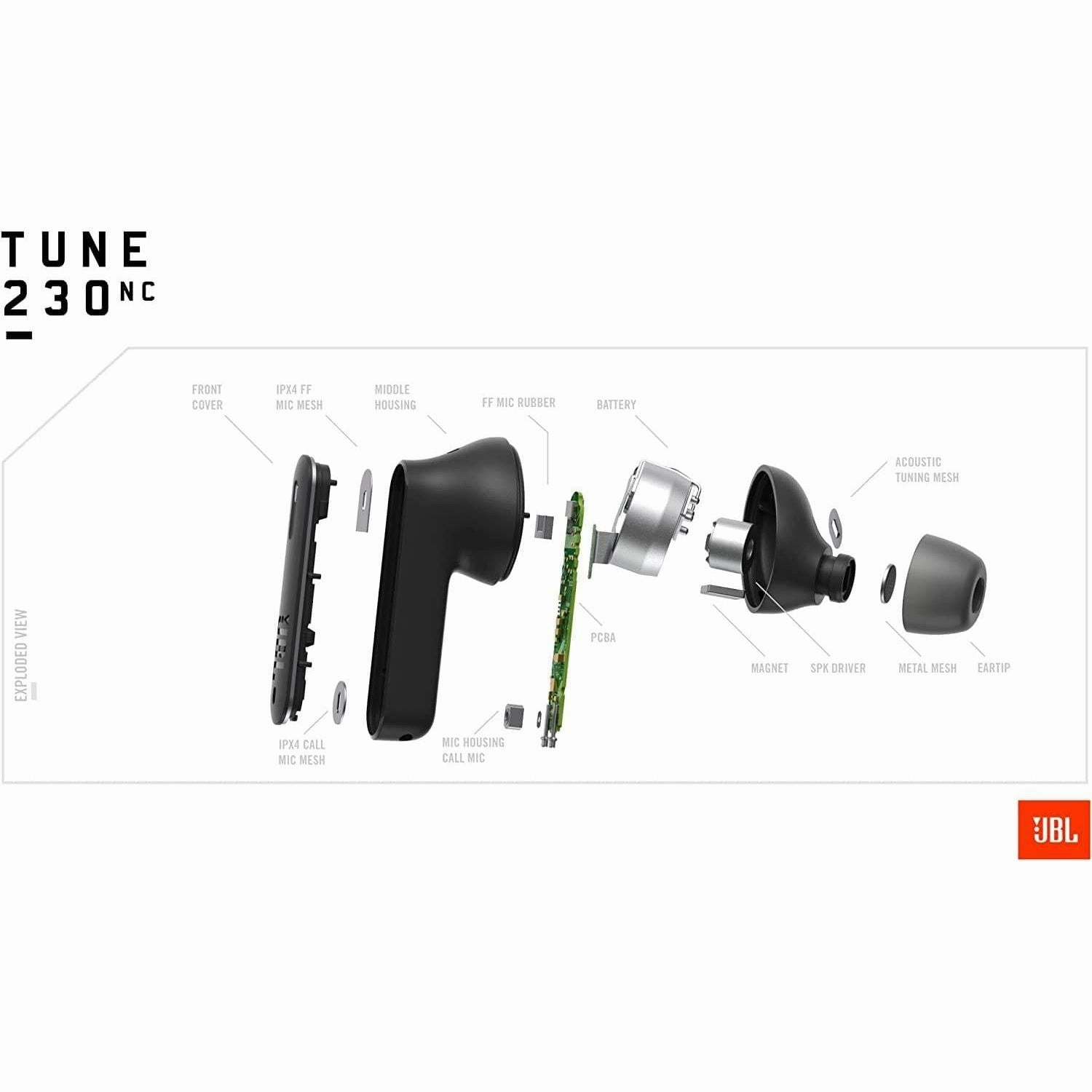 JBL Tune 230 NC TWS - Waterproof True Wireless Noise Cancelling In-Ear Headphones in Black - With Up to 40 Hours of Music Playback