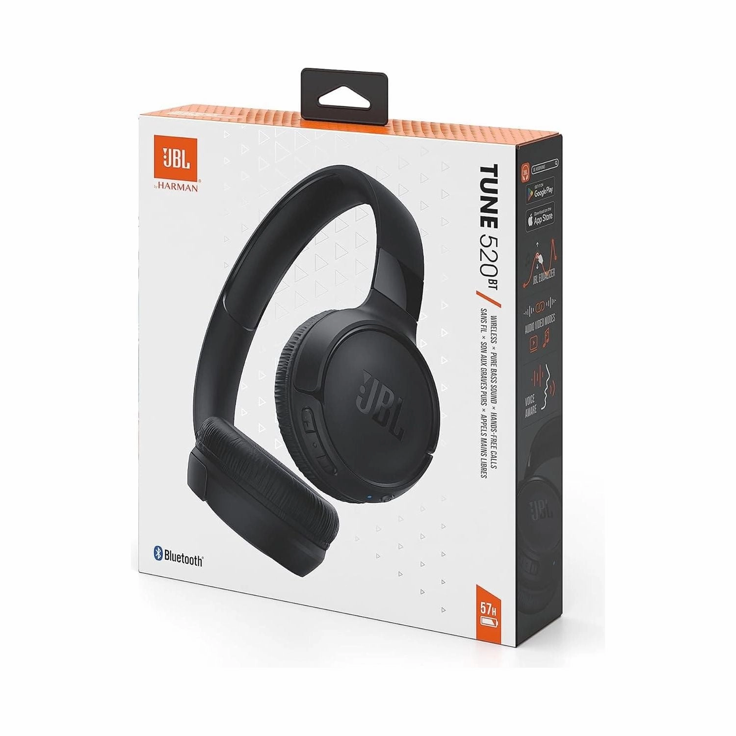 JBL Tune 520BT Wireless On-Ear Headphones - Pure Bass, Bluetooth 5.3, 57-Hour Battery Life, Black