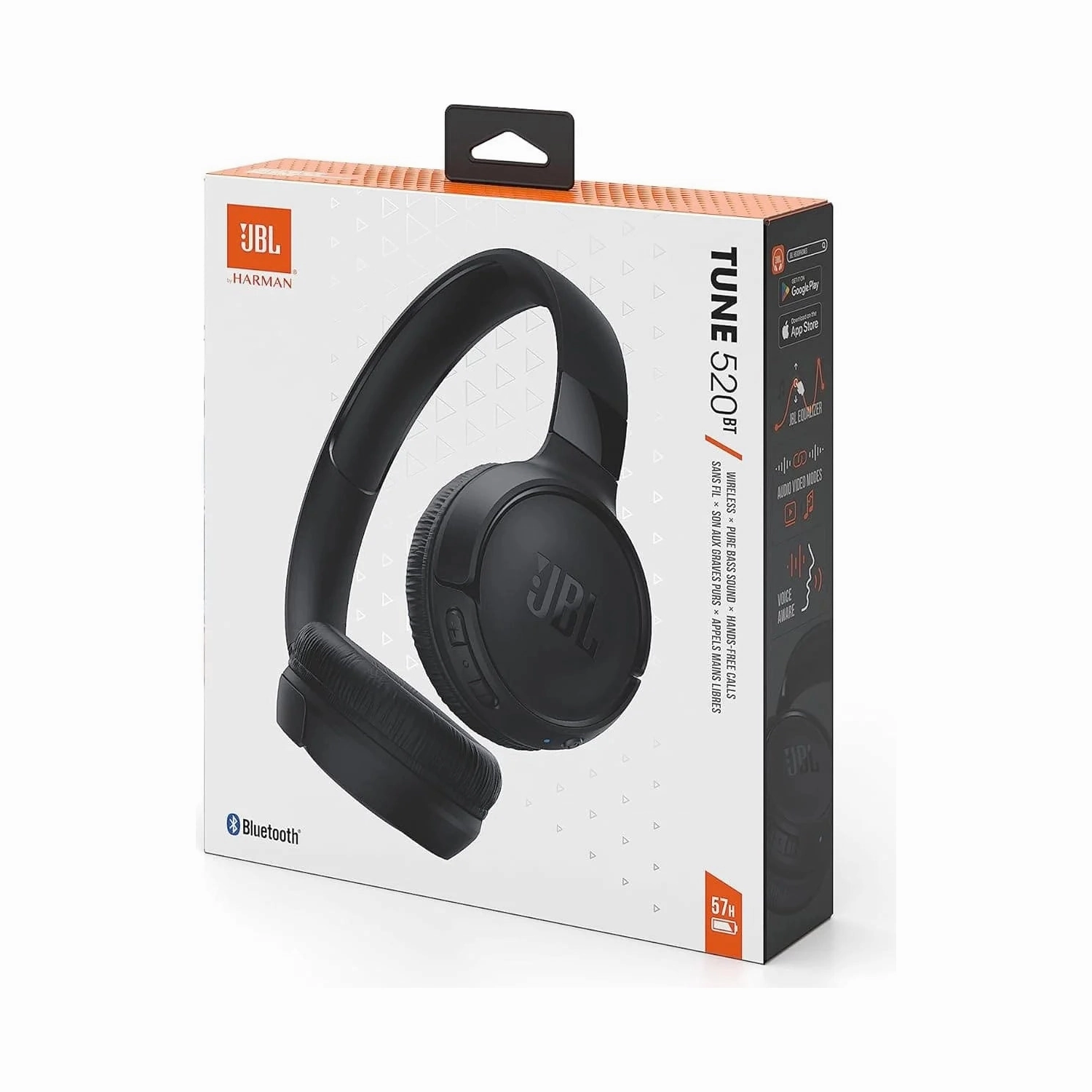 JBL Tune 520BT Wireless On-Ear Headphones, Pure Bass, Bluetooth 5.3, 57-Hour Battery - Black