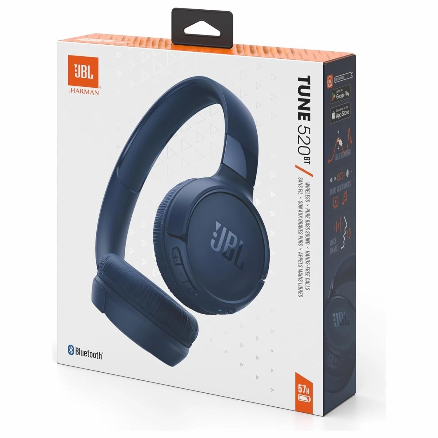 JBL Tune 520BT Wireless On-Ear Headphones with JBL Pure Bass Sound, Bluetooth 5.3, Hands-Free Calls and 57-Hour Battery Life, Blue