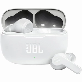 JBL Wave 200 TWS Wireless Earbuds  Deep Bass, Bluetooth, IPX2, Charging Case - White earbuds and headphones, true wireless earbuds, noise cancelling earbuds