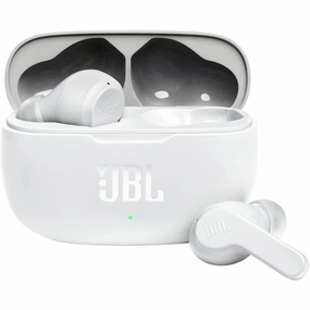 JBL Wave 200TWS True Wireless Earbuds - Bluetooth, Deep Bass, IPX2, Charging Case, White earbuds and headphones, true wireless earbuds, noise cancelling earbuds