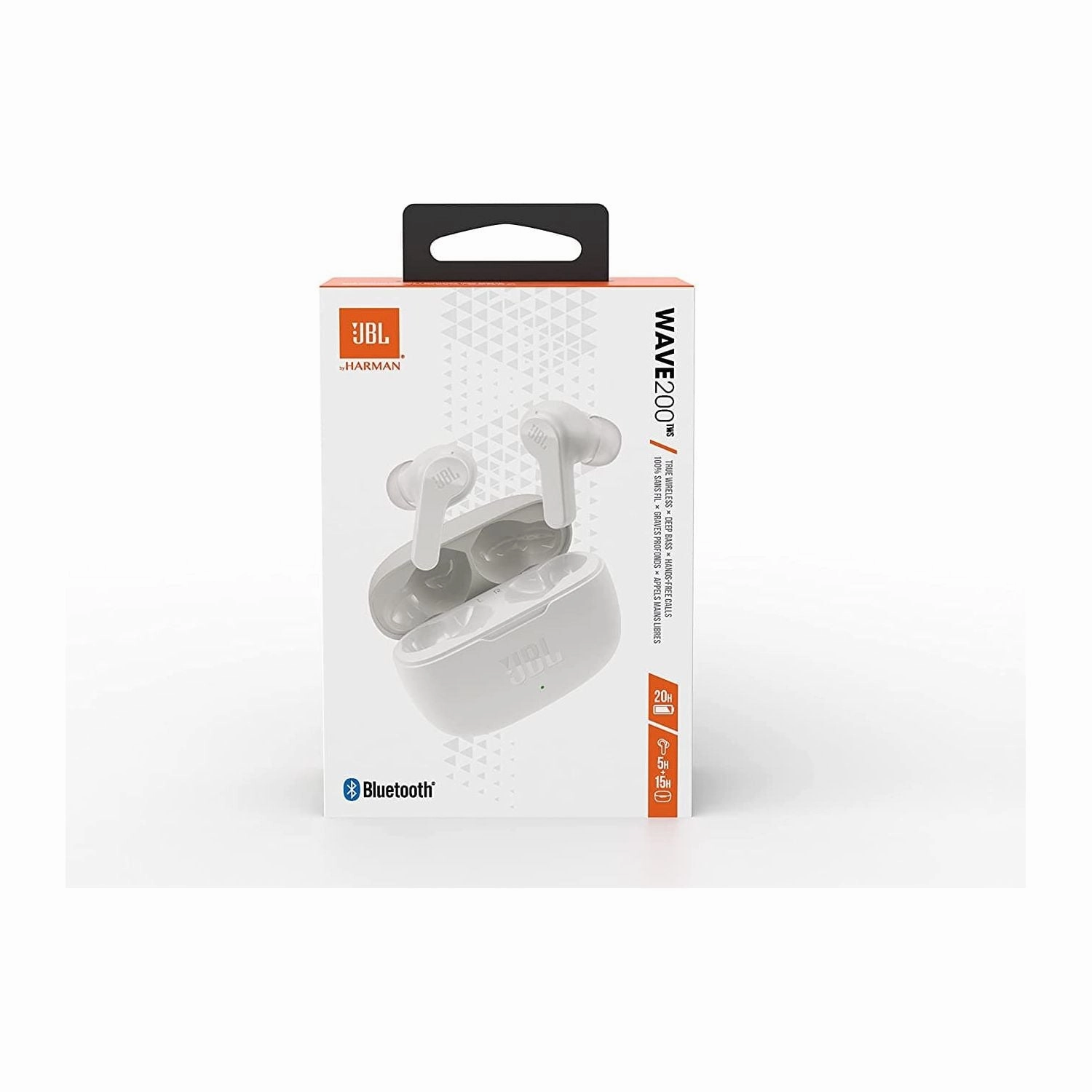 JBL Wave 200TWS True Wireless Earbuds - Bluetooth, Deep Bass, IPX2, Charging Case, White