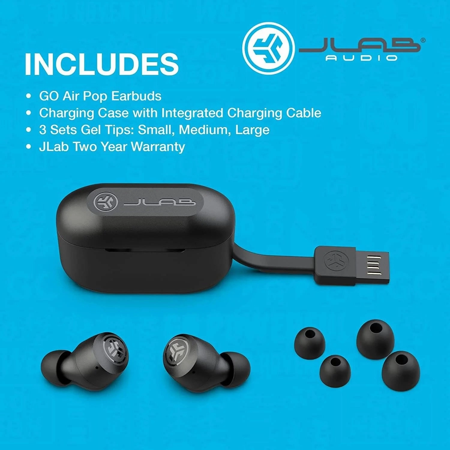JLab GO Air Pop In-Ear True Wireless Earbuds - Black