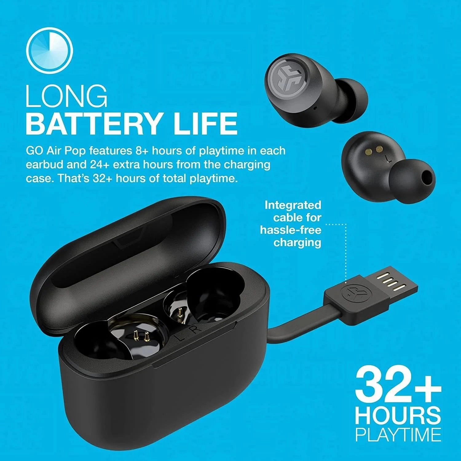 JLab GO Air Pop In-Ear True Wireless Earbuds - Black