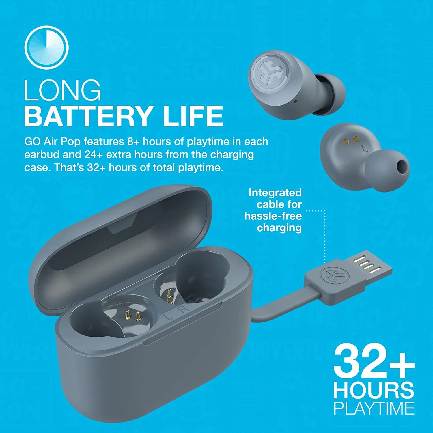 JLab Go Air Pop True Wireless Earbuds - Slate