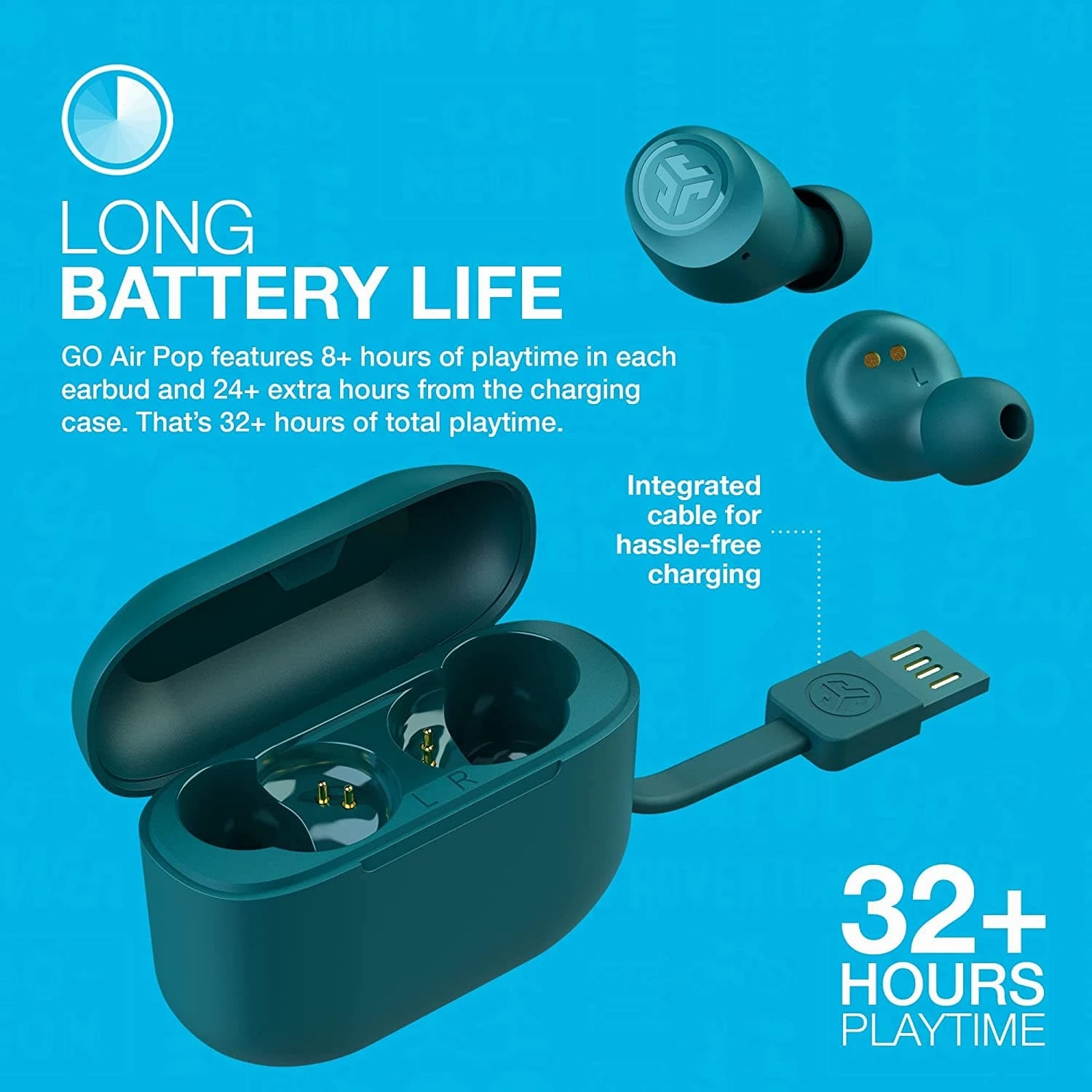 JLab Go Air Pop True Wireless Earbuds - Teal