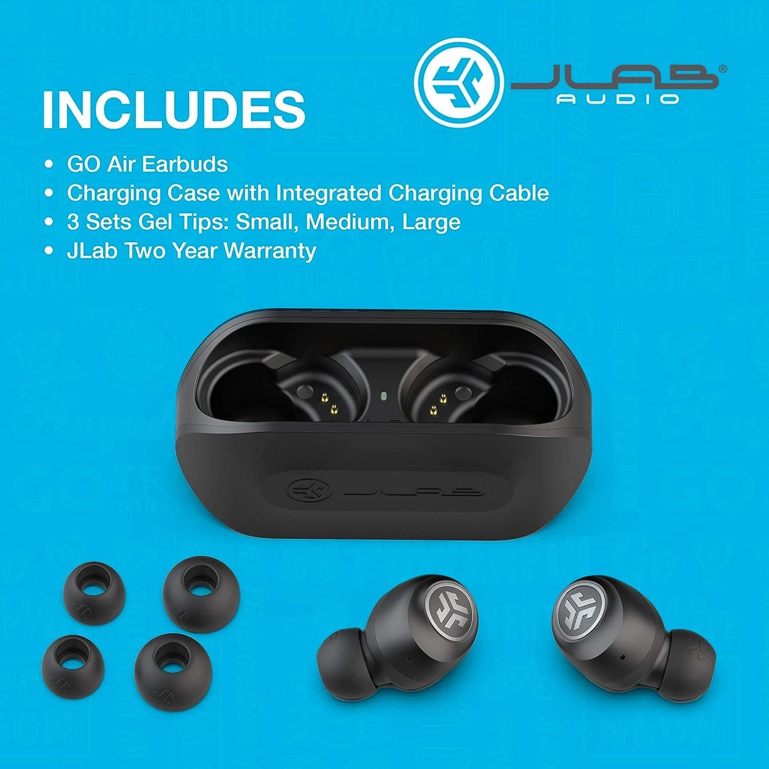 JLab Go Air Wireless Earphones, True Wireless Ear Buds - Black