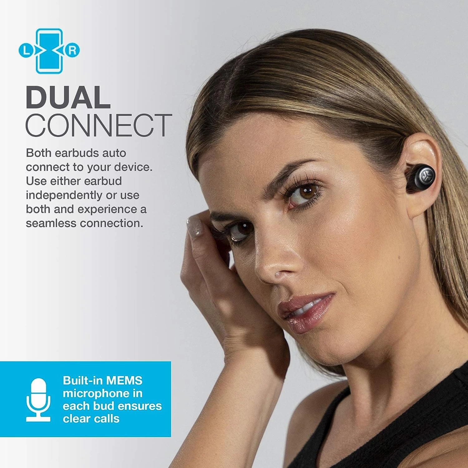 JLab Go Air Wireless Earphones, True Wireless Ear Buds - Black
