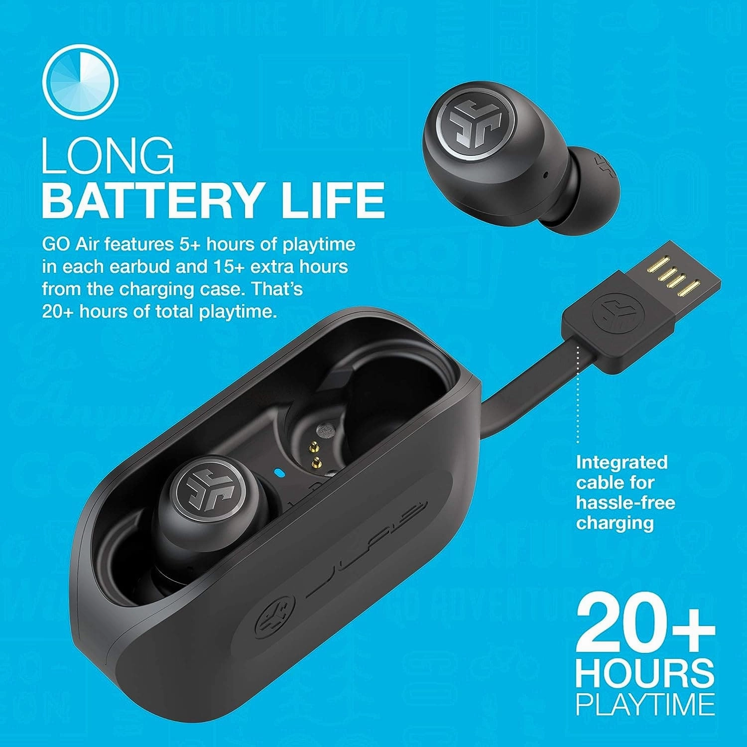 JLab Go Air Wireless Earphones, True Wireless Ear Buds - Black