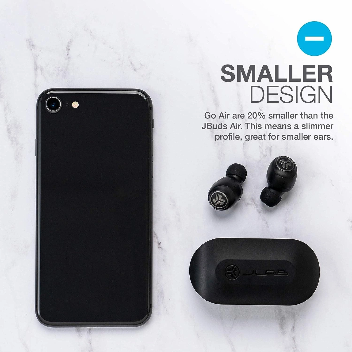 JLab Go Air Wireless Earphones, True Wireless Ear Buds - Black