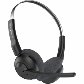 JLab Go Work Pop Wireless Headsets with Microphone for Laptop, 50  Hr Playtime Bluetooth PC Headset, Multipoint Connect to Computer & Mobile, On Ear Wireless Headphones with Microphone, Black earbuds and headphones, true wireless earbuds, noise cancell