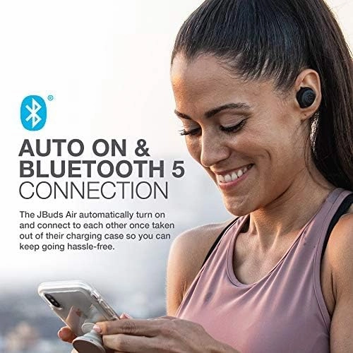 JLab JBuds Air True Wireless Earbuds - Bluetooth Earphones with USB Charging Case, IP55 Sweat-Resistant, Custom EQ3 Sound, Black