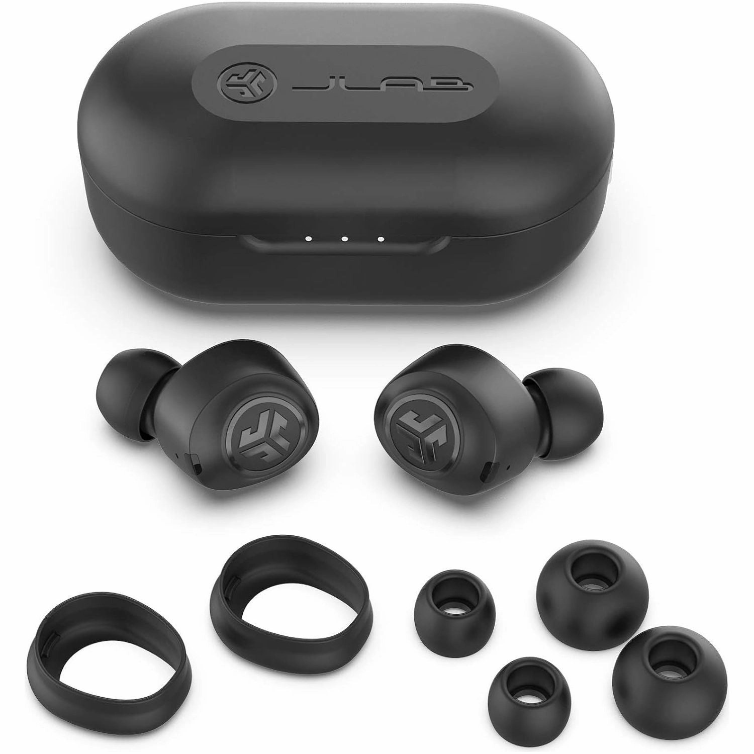 JLab JBuds Air True Wireless Earbuds - Bluetooth Earphones with USB Charging Case, IP55 Sweat-Resistant, Custom EQ3 Sound, Black