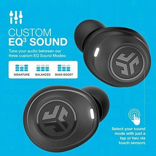 JLab JBuds Air True Wireless Earbuds - Bluetooth Earphones with USB Charging Case, IP55 Sweat-Resistant, Custom EQ3 Sound, Black