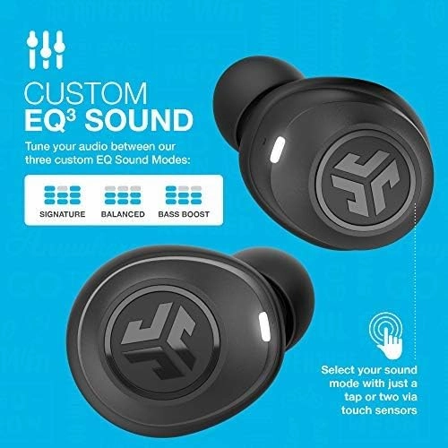 JLab JBuds Air True Wireless Earbuds - Bluetooth Earphones with USB Charging Case, IP55 Sweat-Resistant, Custom EQ3 Sound, Black
