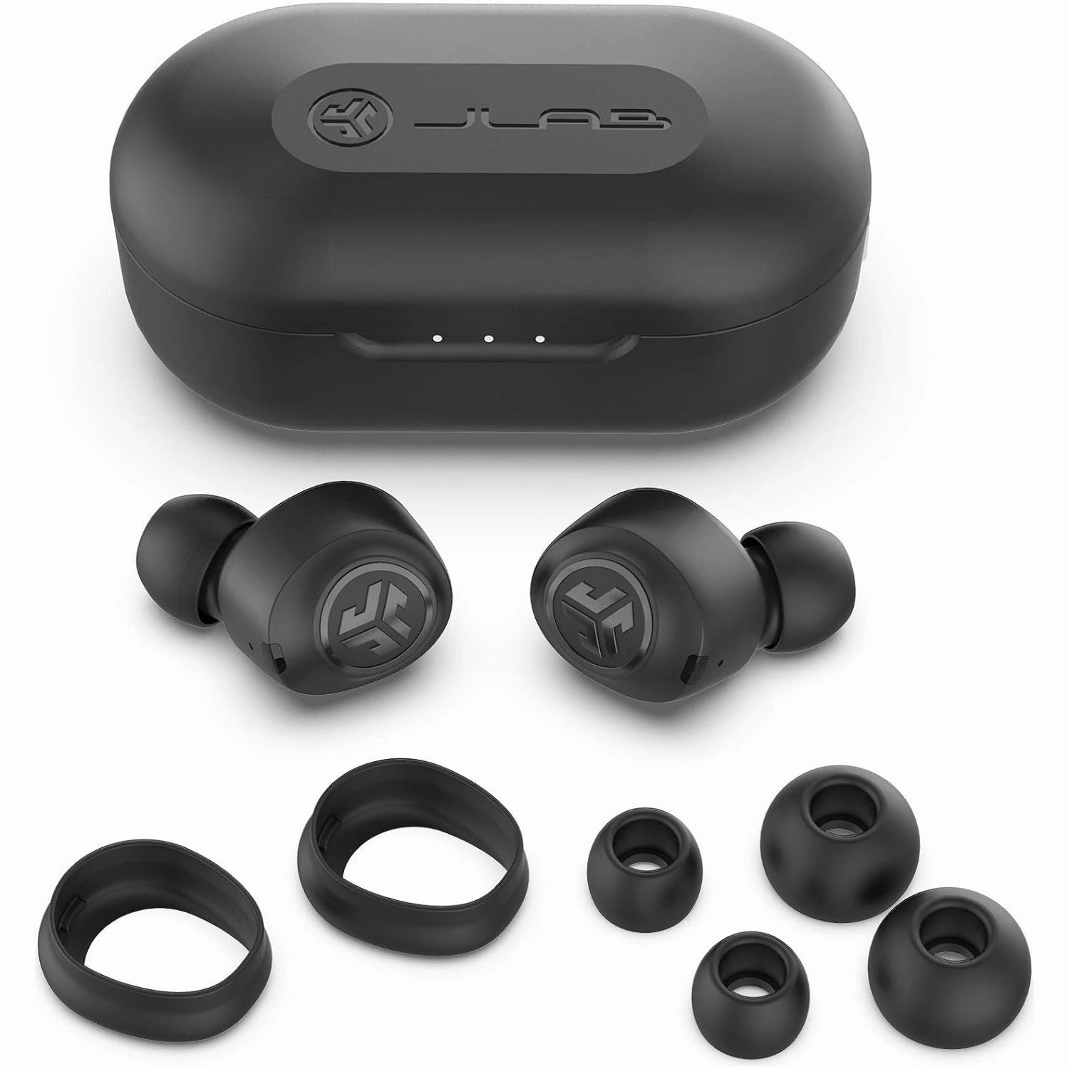 JLab JBuds Air True Wireless Earbuds - Bluetooth Earphones with USB Charging Case, IP55 Sweat-Resistant, Custom EQ3 Sound, Black