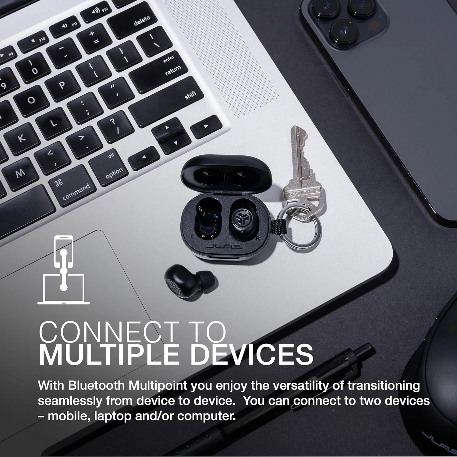 JLab JBuds Mini True Wireless Earbuds, Bluetooth In-Ear Headphones with Mic, 20H Playtime, EQ3 Sound, Multipoint, Charging Case  Black