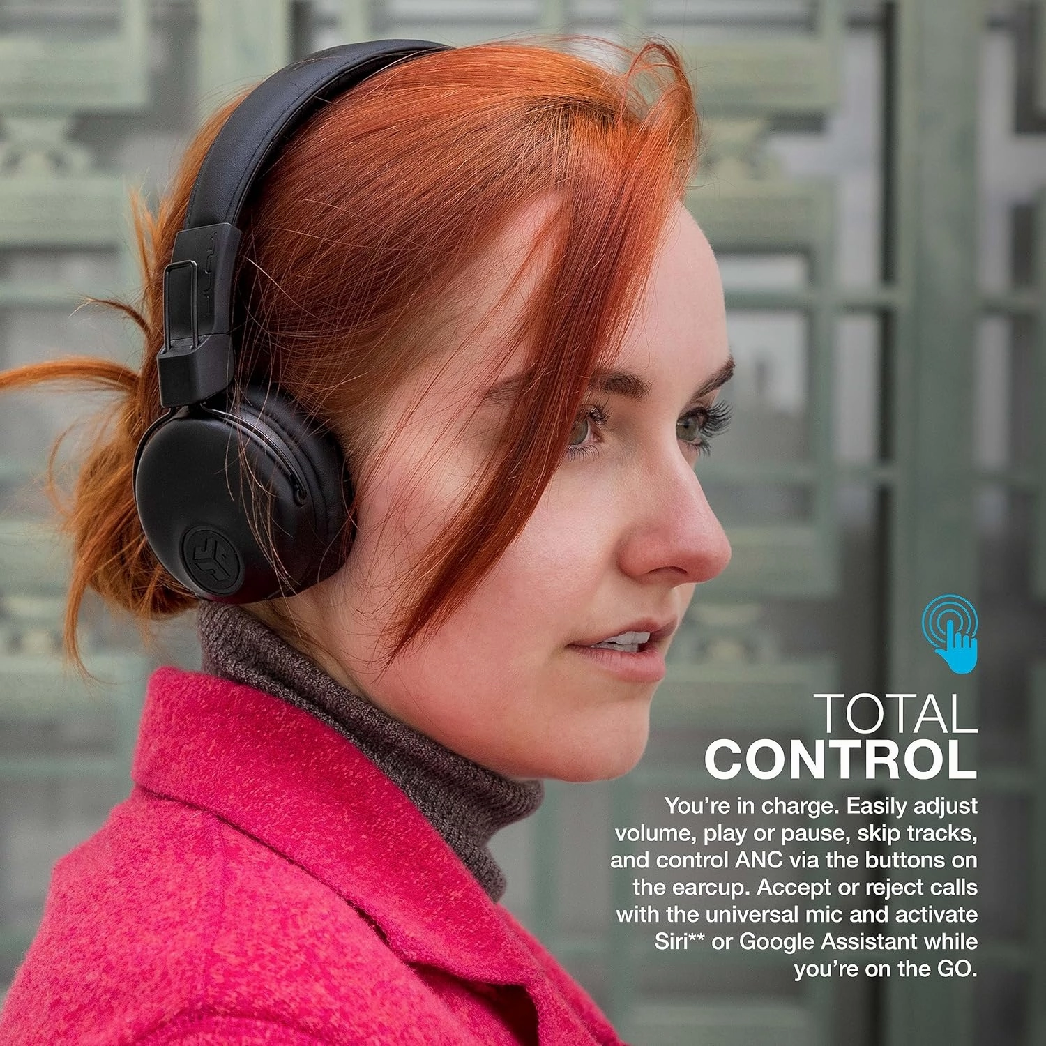 JLab Studio Wireless Headphones, Bluetooth Headphones with 30  Hour Playtime and Custom EQ3 Sound, On-Ear Headphones with Mic, Black