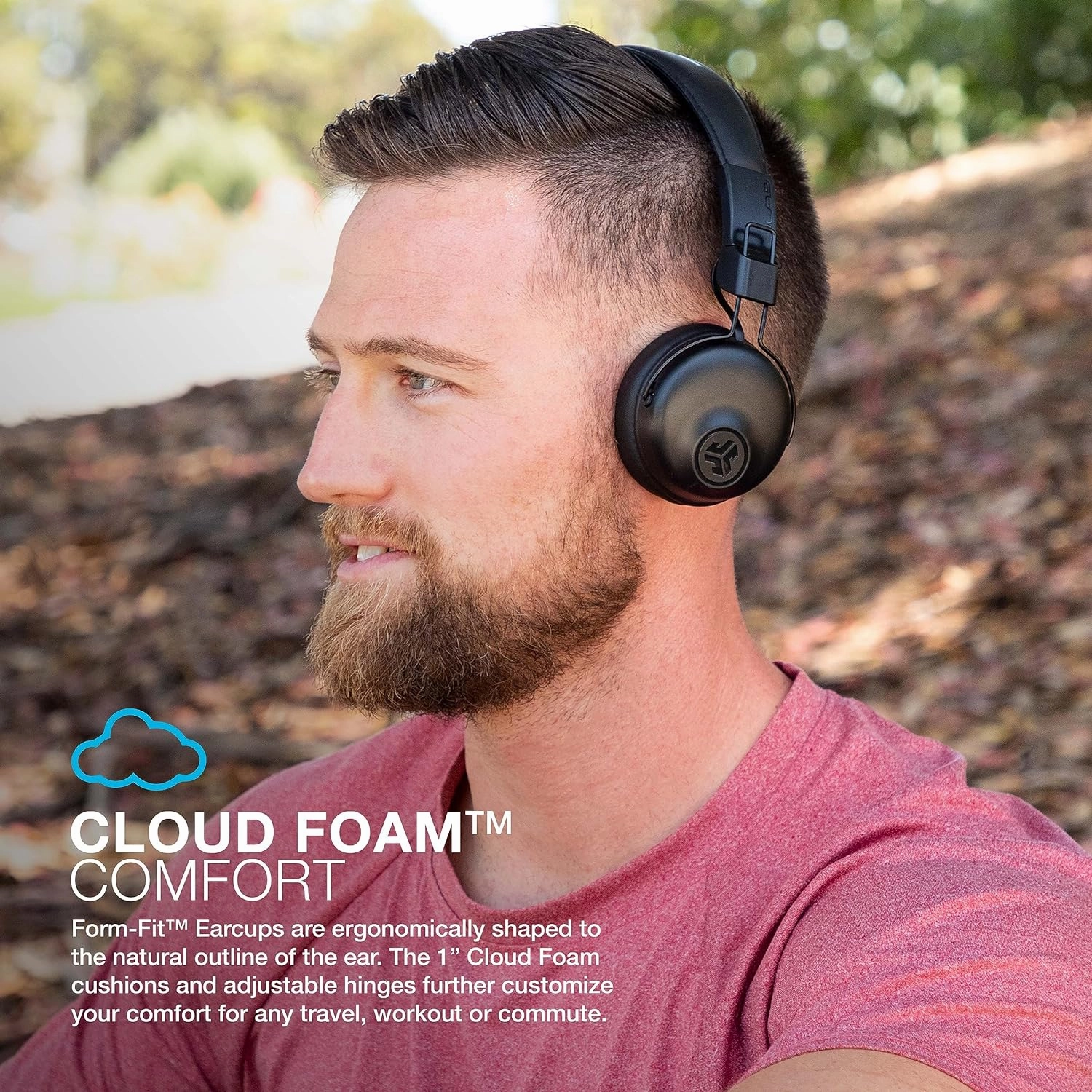 JLab Studio Wireless Headphones, Bluetooth Headphones with 30  Hour Playtime and Custom EQ3 Sound, On-Ear Headphones with Mic, Black