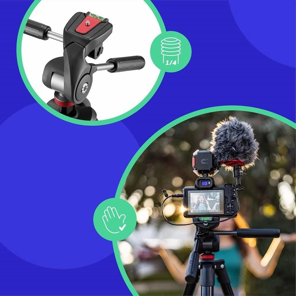 JOBY Compact Advanced Camera Tripod with 3-Way Head - Universal ?-20?? Quick Release, Carrying Bag Included - Compatible with CSC, DSLR, Mirrorless Cameras, Smartphones - Black