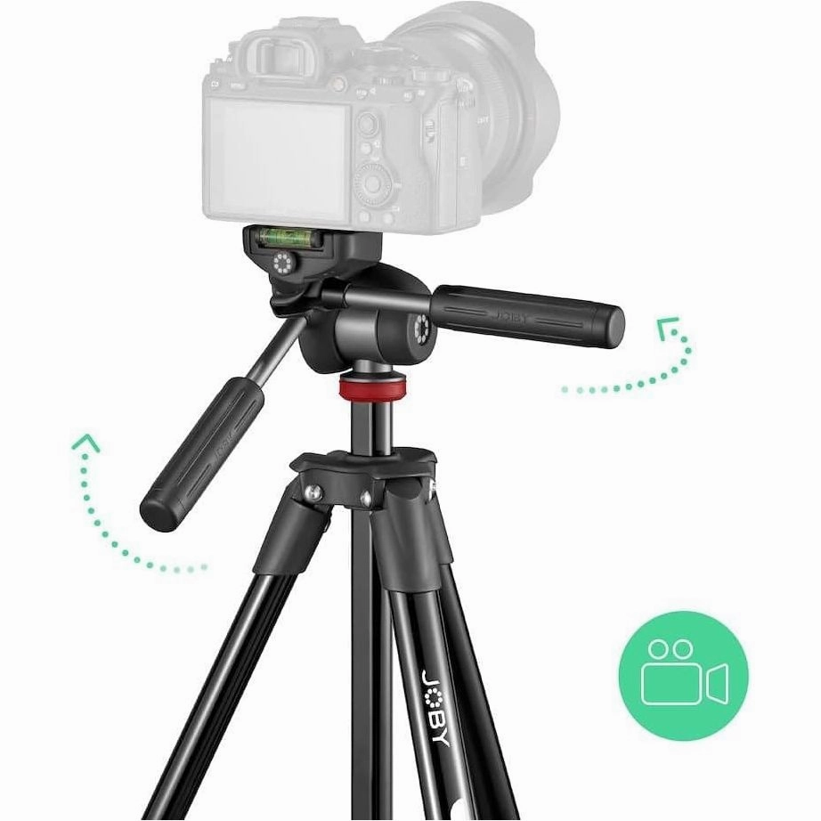 JOBY Compact Advanced Camera Tripod with 3-Way Head - Universal ?-20?? Quick Release, Carrying Bag Included - Compatible with CSC, DSLR, Mirrorless Cameras, Smartphones - Black