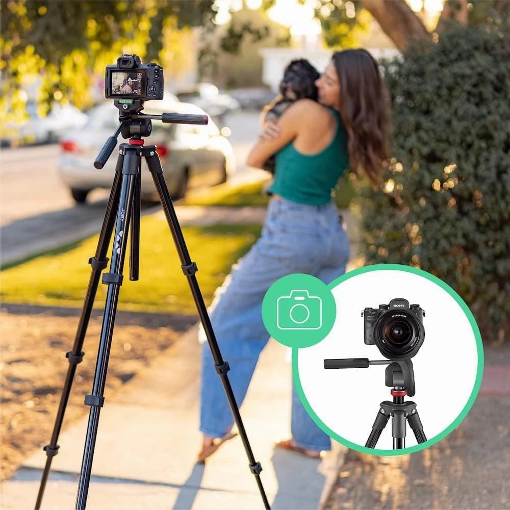 JOBY Compact Advanced Camera Tripod with 3-Way Head - Universal ?-20?? Quick Release, Carrying Bag Included - Compatible with CSC, DSLR, Mirrorless Cameras, Smartphones - Black