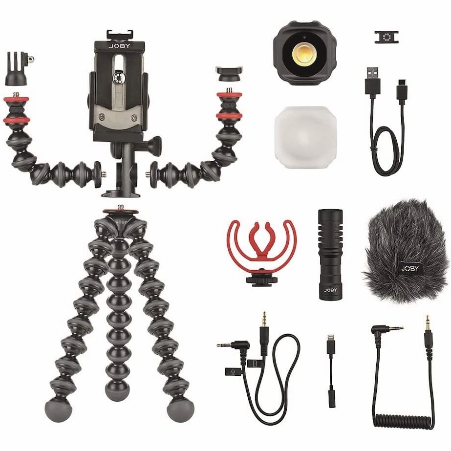 JOBY GorillaPod Mobile Vlogging Kit ?C Flexible Tripod, Microphone, Mini LED Light, Smartphone Holder ?C Ideal for IRL, YouTubers & Content Creators